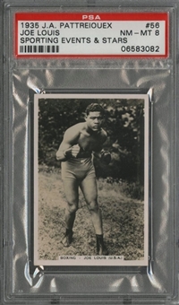 1935 J. A. Pattreiouex "Sporting Events and Stars" #56 Joe Louis Rookie Card - PSA NM-MT 8